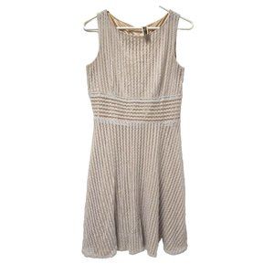 Julian Taylor Womens Dress 8 Fit N Flare Grey Gold Liner Eyelet Sleeveless